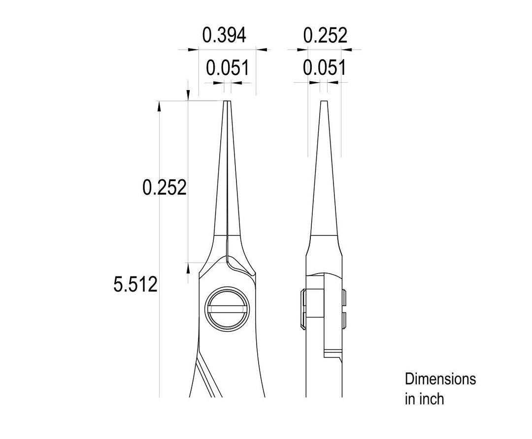 Ideal-tek ES6025.CR.BG.ITU Ergo-tek Slim HP pliers 6025, Needle Nose smooth, OAL 140mm, 5.51in MTESolutions