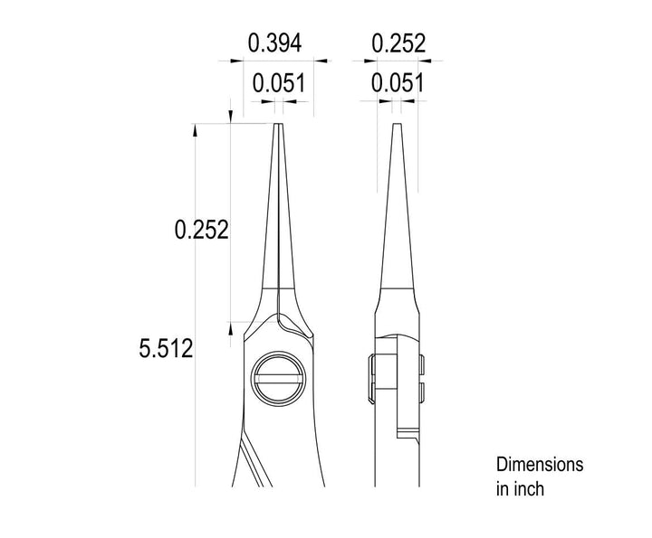 Ideal-tek ES6025.CR.BG.ITU Ergo-tek Slim HP pliers 6025, Needle Nose smooth, OAL 140mm, 5.51in MTESolutions