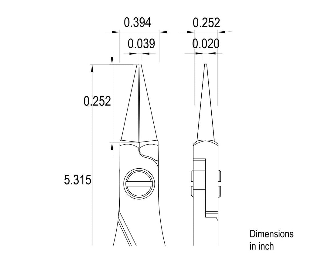 Ideal-tek ES6041.CR.BG.ITU Ergo-tek Slim HP pliers 6041, Round Nose smooth, OAL 135mm, 5.31in MTESolutions