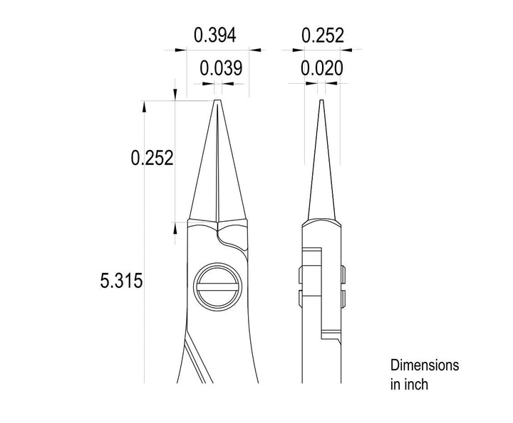 Ideal-tek ES6041.CR.BG.ITU Ergo-tek Slim HP pliers 6041, Round Nose smooth, OAL 135mm, 5.31in MTESolutions