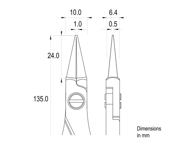 Ideal-tek ES6041.CR.BG.ITU Ergo-tek Slim HP pliers 6041, Round Nose smooth, OAL 135mm, 5.31in MTESolutions