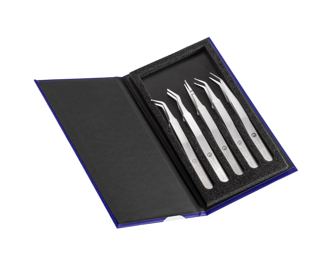 Ideal-tek K5SMDF.ITU Kit of 5 SMD tweezers - Anti-Magnetic SS: SM103, SM107, SM108, SM111, SM115., SS Anti-Mag MTESolutions