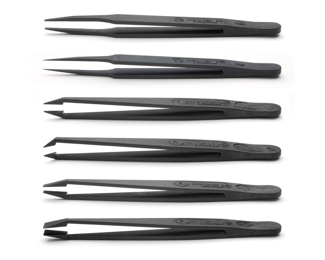 IDEAL - TEK K6PICF.ITU Kit 6 Full Plastic Tweezers,Carbon fiber MTESolutions