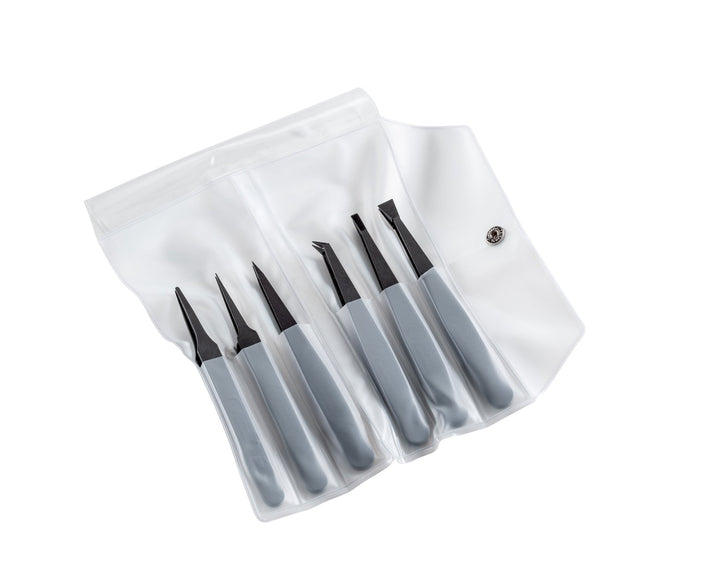 IDEAL - TEK K6PICF.ITU Kit 6 Full Plastic Tweezers,Carbon fiber MTESolutions