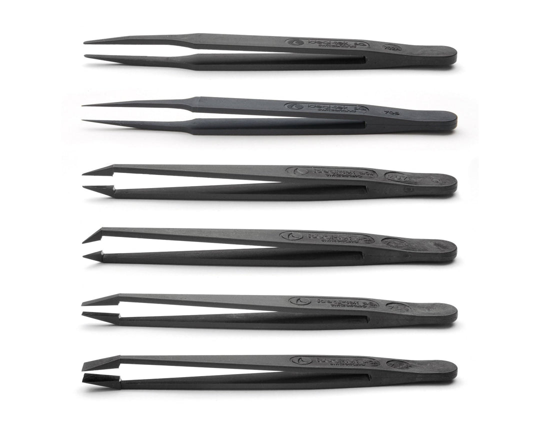 Ideal-tek K6PISV.ITU kit 6 Full Plastic tweezers, PVDF MTESolutions