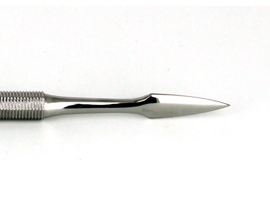 Ideal-tek MPTSS1 Spatula - Pointed tip arrow-shaped and flat long curved with a rounded tip. OAL: 180mm, 7.09in MTESolutions