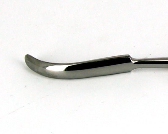 Ideal-tek MPTSS1 Spatula - Pointed tip arrow-shaped and flat long curved with a rounded tip. OAL: 180mm, 7.09in MTESolutions