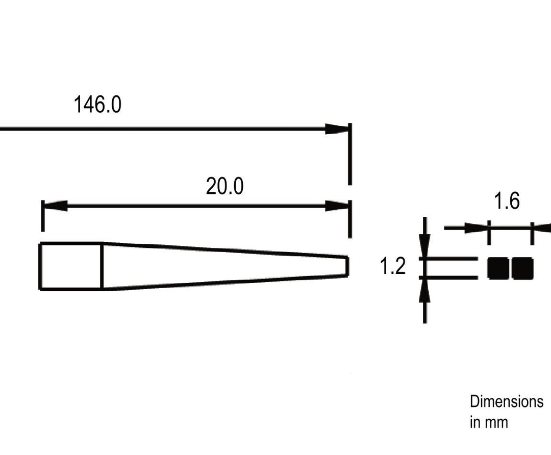 Ideal-tek PP2002E.IT Tek-Me medium-pliers PP2002E, Snipe-nose, short smooth jaws, OAL 146mm, 5, 75in, ESD MTESolutions