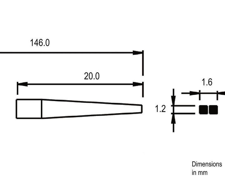 Ideal-tek PP2002E.IT Tek-Me medium-pliers PP2002E, Snipe-nose, short smooth jaws, OAL 146mm, 5, 75in, ESD MTESolutions