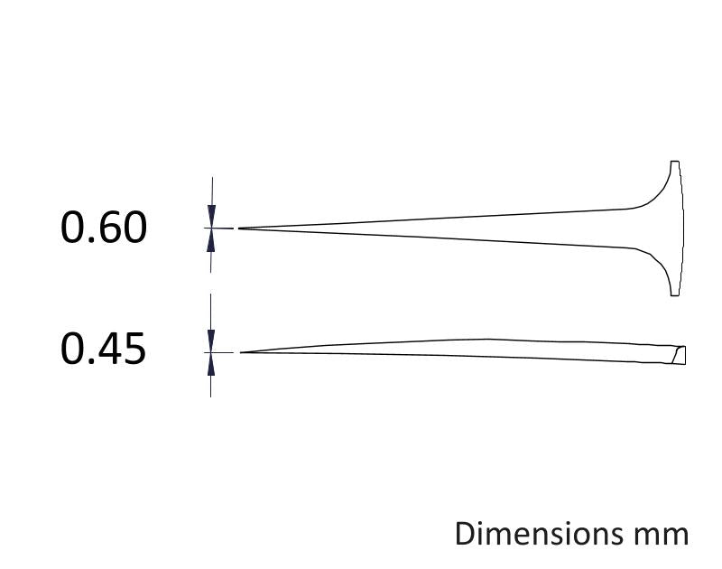 Ideal-tek A5SV Tips: straight, very fine, sharp (for #5SVR.SA-#5XSVR.SA Tweezers). OAL: 40mm, 1.57in
