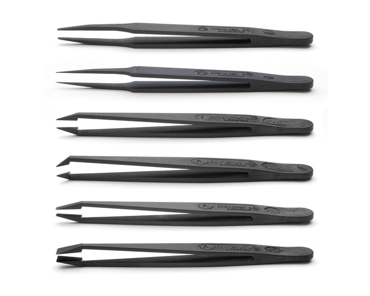 Ideal-tek K6PISV.ITU kit 6 Full Plastic tweezers, PVDF