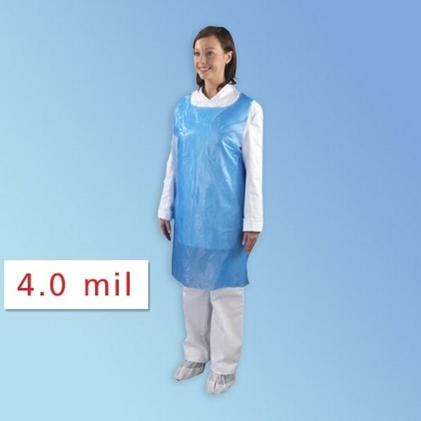 Keystone AP - PE - 4 - BL - 2846 Blue Polyethylene Apron, 4.0 Mil, 28 X 46 In. 250/Pk MTESolutions