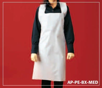 Keystone AP - PE - BX - MED, 1.5 Mil 28 x 46 White Polyethylene Disposable Apron, Case of 500 MTESolutions