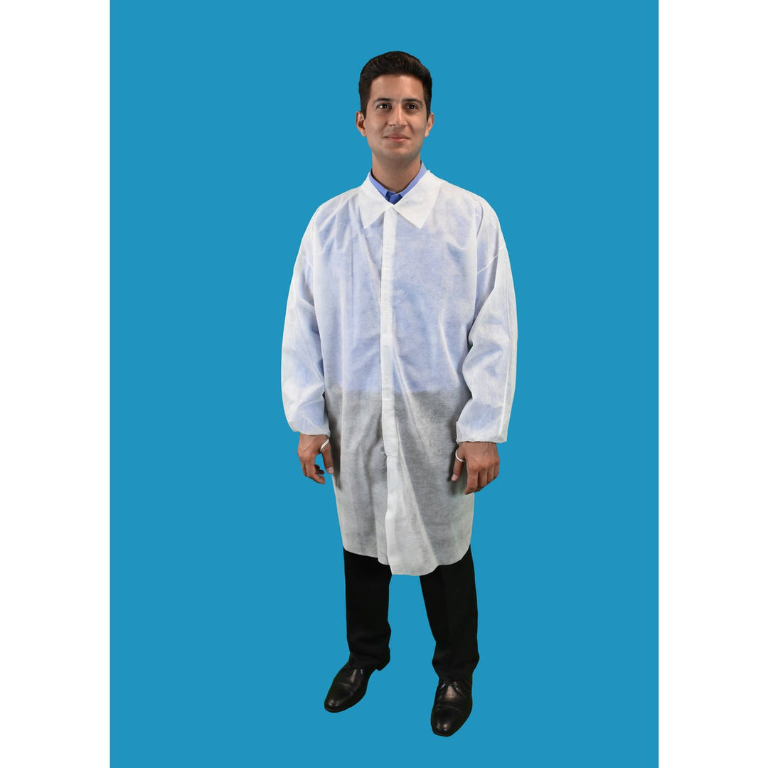 Keystone Heavy Duty Polypropylene Lab Coat, LC0 - WE - NW - HD - V, 30/Case MTESolutions