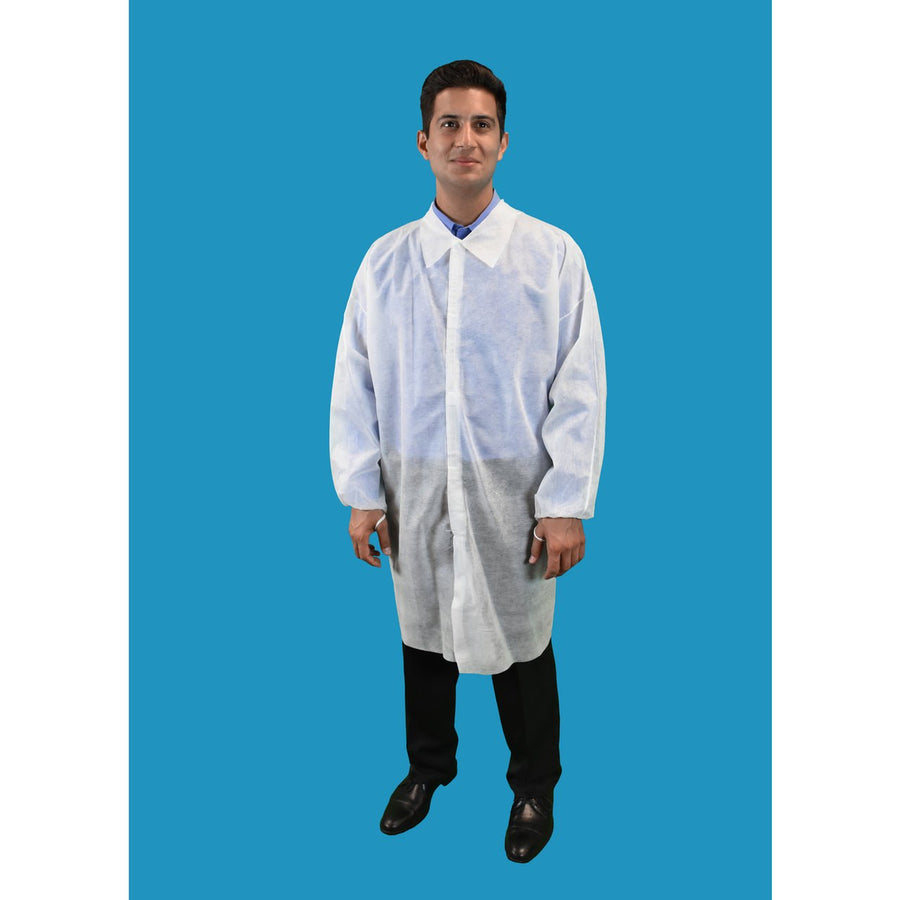 Keystone Heavy Duty Polypropylene Lab Coat, LC0 - WE - NW - HD - V, 30/Case MTESolutions