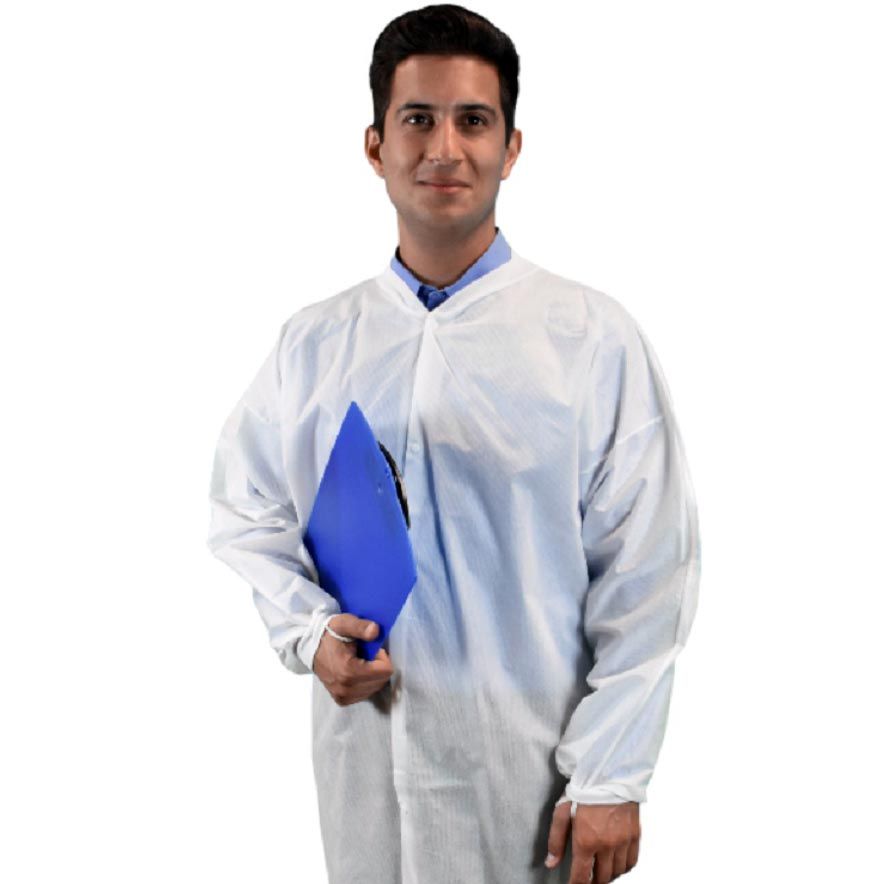 Keystone Safety CEF0 - WK SMS, Disposable Anti - Static Frocks, White, Case Of 30 MTESolutions