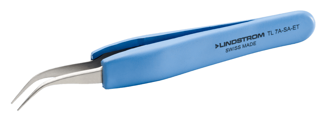 Lindstrom Ergonomic Touch Stainless Steel Anti - Magnetic High Precision Tweezers with Cruved Very Fine 120 mm Tips MTESolutions