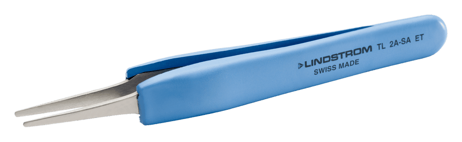 Lindstrom Ergonomic Touch Stainless Steel Anti - Magnetic High Precision Tweezers with Straight Very Fine, Round and Flat 120 mm Tips MTESolutions