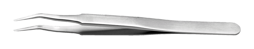 Lindstrom Stainless Steel Anti - Magnetic High Precision SMD Bent Tweezers for positioning flat devices 120 mm Tips MTESolutions