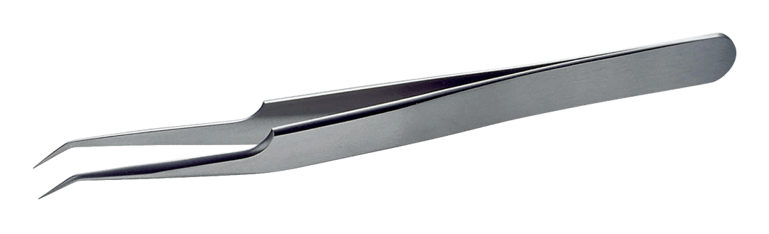 Lindstrom Stainless Steel Anti - Magnetic High Precision Tweezers with Bent Very Fine 115 mm Tips MTESolutions