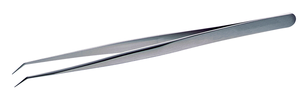 Lindstrom Stainless Steel Anti - Magnetic High Precision Tweezers with Bent Very Fine and Sharp 140 mm Tips MTESolutions