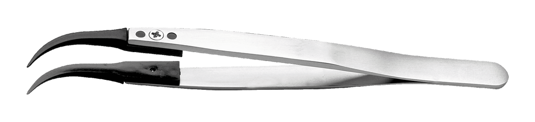 Lindstrom Stainless Steel Anti - Magnetic Plastic Replaceable Tip Tweezers with Curved and Very Fine Carbon Fibre 130 mmTips MTESolutions