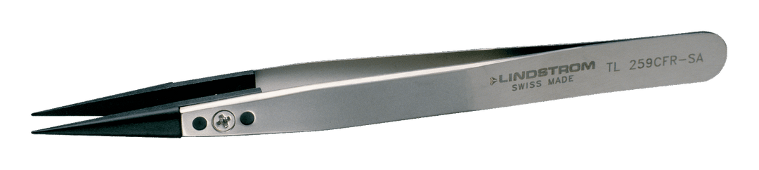Lindstrom Stainless Steel Anti - Magnetic Plastic Replaceable Tip Tweezers with Straight Fine, Pointed and Strong PVDF 130 mmTips MTESolutions