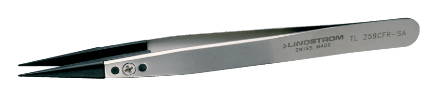 Lindstrom Stainless Steel Anti - Magnetic Plastic Replaceable Tip Tweezers with Straight Fine, Pointed and Strong PVDF 130 mmTips MTESolutions