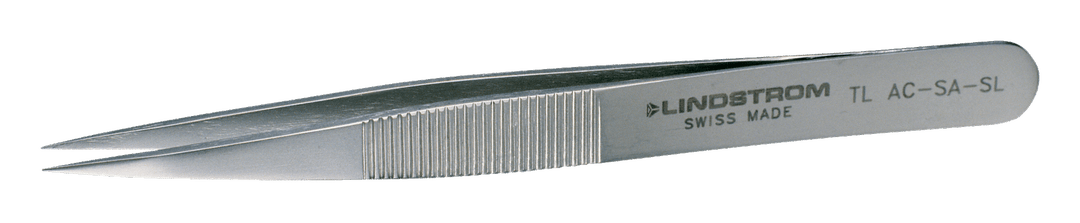 Lindstrom Stainless Steel Anti - Magnetic Precision Twezers with Serrated Handle and Straight and Strong 120 mm Tips MTESolutions