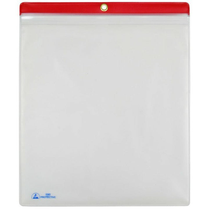 Menda 34454, ESD Shop Traveler, with Zip, Clear with Red Header, 10 in x 12 in, 10/PK MTESolutions