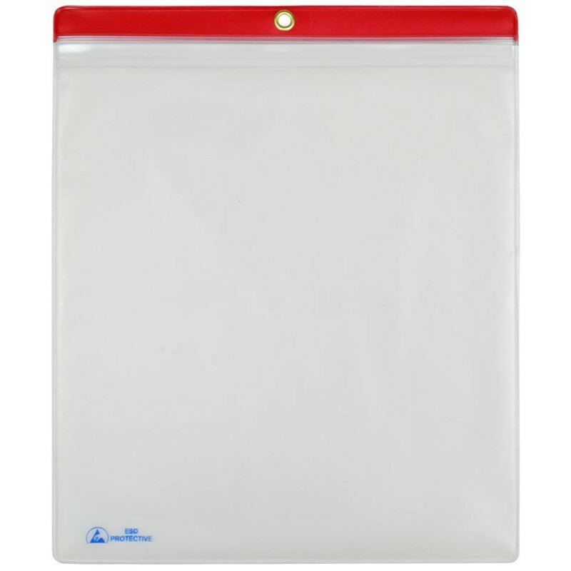 Menda 34454, ESD Shop Traveler, with Zip, Clear with Red Header, 10 in x 12 in, 10/PK MTESolutions