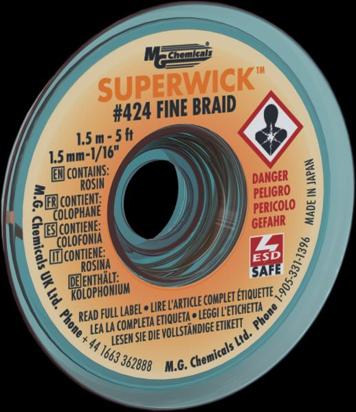 MG Chemicals 424, Superwick #2 Yellow, Static Free, 1.5mm, Case of 10 MTESolutions