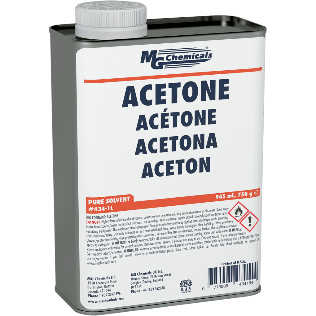 MG Chemicals 434 - 1L, Acetone, 32 oz. Bottle, Case of 6 MTESolutions