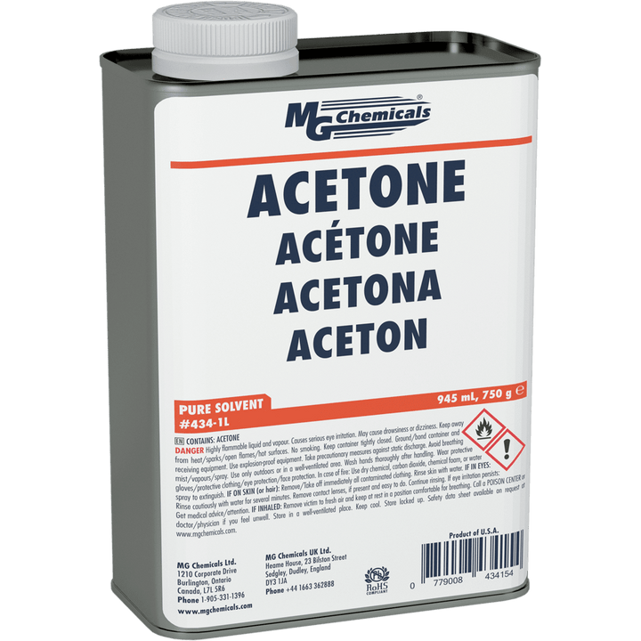 MG Chemicals 434 - 1L, Acetone, 32 oz. Bottle, Case of 6 MTESolutions