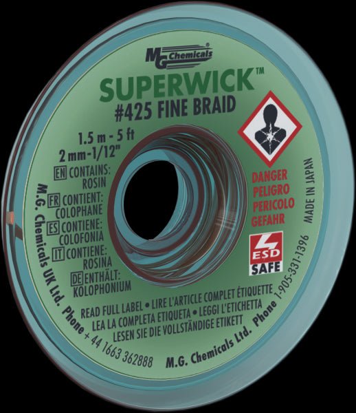 MG Chemicals 453, Superwick #3 Green, Fine Braid, 2.0mm x 50ft, Case of 5 MTESolutions