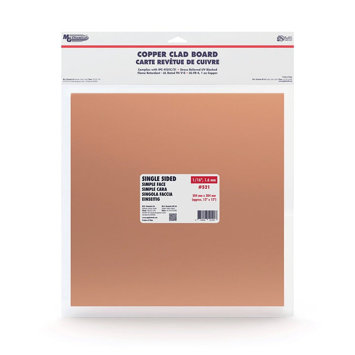 MG Chemicals 521, Single Sided Copper Clad Board, 1/16", 1Oz Copper, 12"X12", Case of 5 MTESolutions