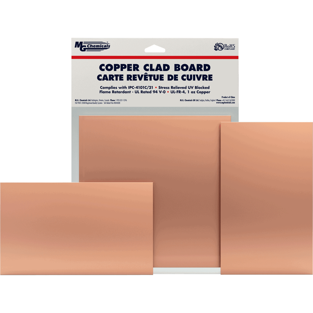 MG Chemicals 521, Single Sided Copper Clad Board, 1/16", 1Oz Copper, 12"X12", Case of 5 MTESolutions