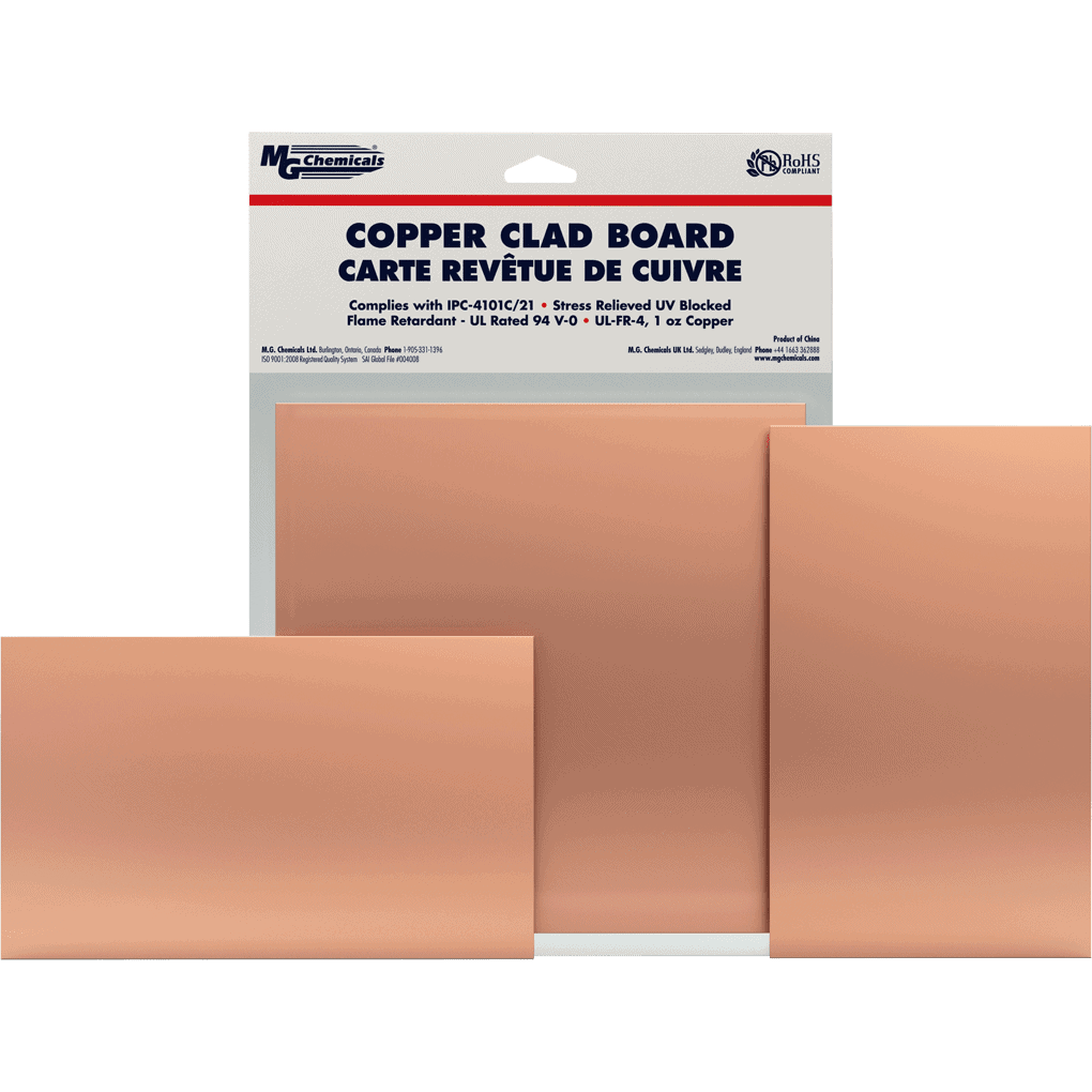 MG Chemicals 555, Copper Clad Board Single Sided, 1/16", 1oz Copper, 12"x12", Case of 5 MTESolutions