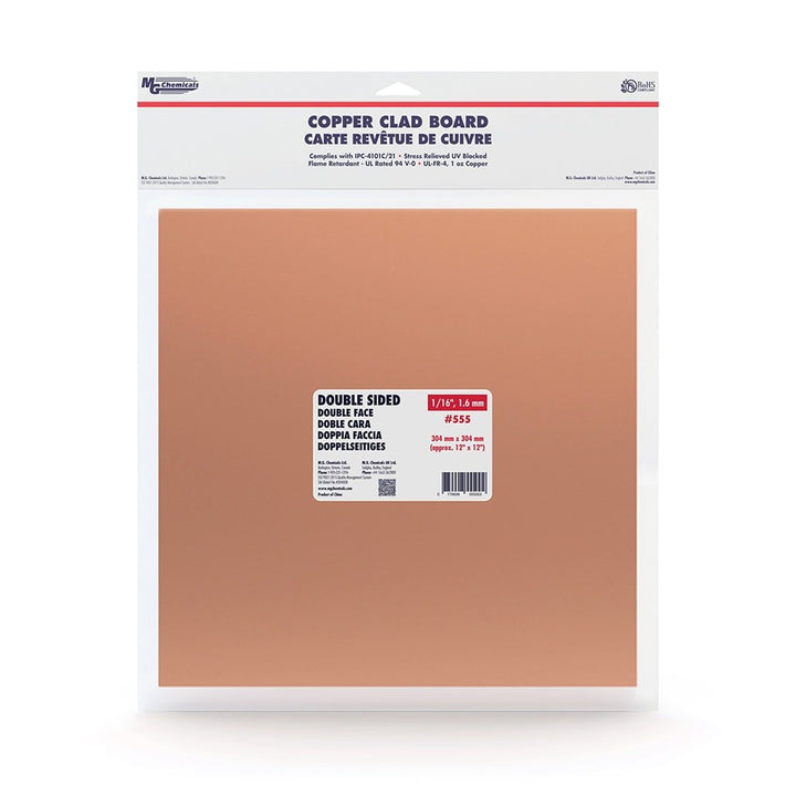 MG Chemicals 555, Copper Clad Board Single Sided, 1/16", 1oz Copper, 12"x12", Case of 5 MTESolutions