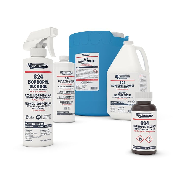 MG Chemicals 824 - 1L, 99.9% Isopropyl Alcohol, 32 oz. ACS Reagent Grade Bottle, Case of 12 MTESolutions