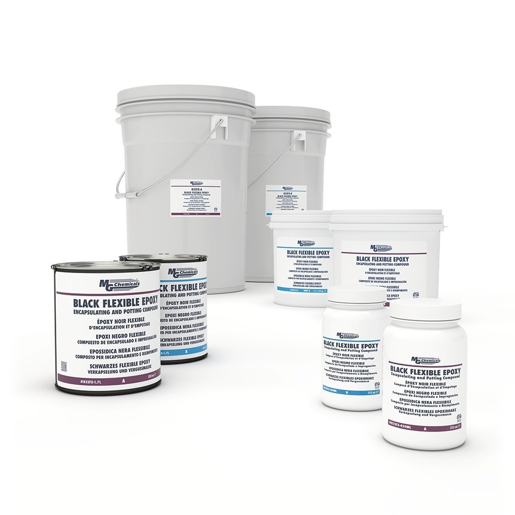 MG Chemicals 832FX - 1.7L, Black Flexible Epoxy, 1.7L 2 Pail Kit, Case of 1 Kit MTESolutions