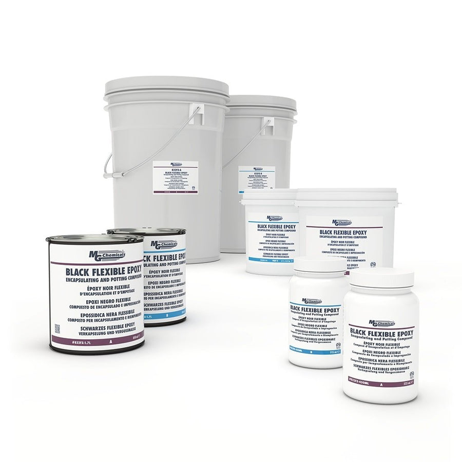 MG Chemicals 832FX - 1.7L, Black Flexible Epoxy, 1.7L 2 Pail Kit, Case of 1 Kit MTESolutions