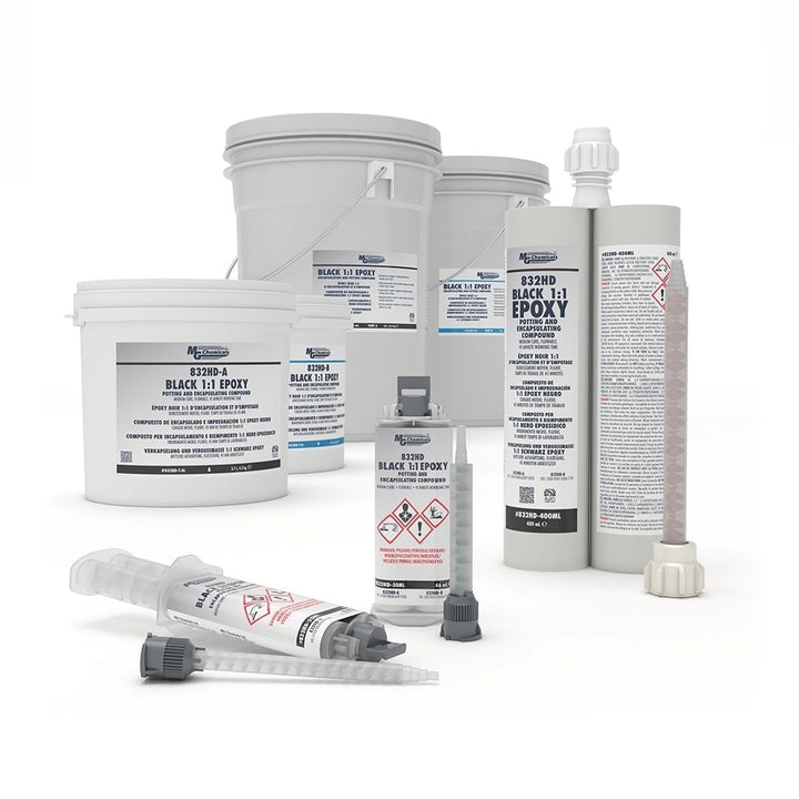 MG Chemicals 832HD - 50ML, Black 1:1 Epoxy, 50ml 2 Cartridge Kit, Case of 6 Kits, Requires Dispensing Gun MTESolutions