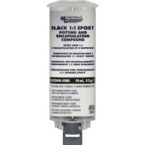 MG Chemicals 832HD - 50ML, Black 1:1 Epoxy, 50ml 2 Cartridge Kit, Case of 6 Kits, Requires Dispensing Gun MTESolutions