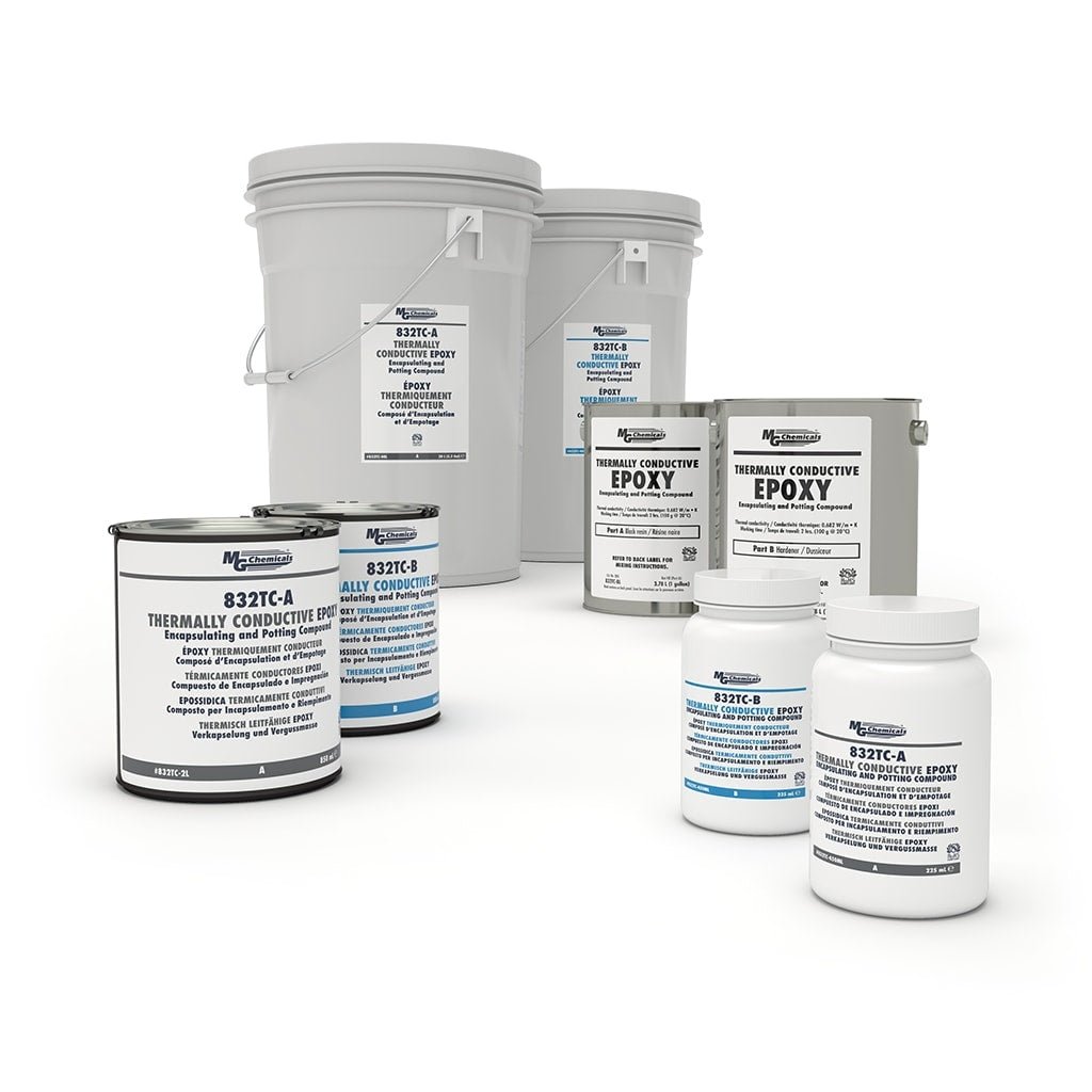 MG Chemicals 832TC - 450ML, Thermally Conductive Epoxy, Black, 450ml 2 Bottle Kit, Case of 1 Kit MTESolutions