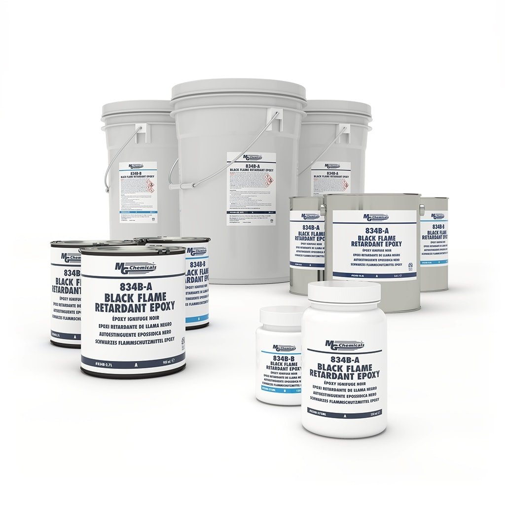 MG Chemicals 834B - 2.7L, Black Flame Retardant Epoxy, 2.7L 3 Can Kit, Case of 1 Kit MTESolutions