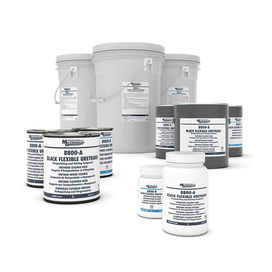 MG Chemicals 8800 - 2.55L, Black Flexible Urethane, 2.55L 3 Can Kit, Case of 1 Kit MTESolutions