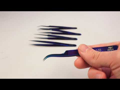 Aven Tools 18851, Blu-Tek Tweezers with Fine Angled Tips Style 51-SS