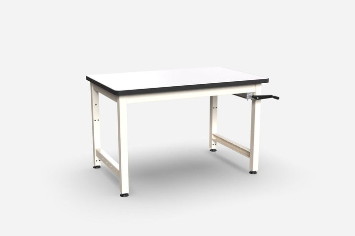 Production Basics 2504 Four - Post Manual Height - Adjustable Table with ESD Laminate, 36"D x 36"W MTESolutions