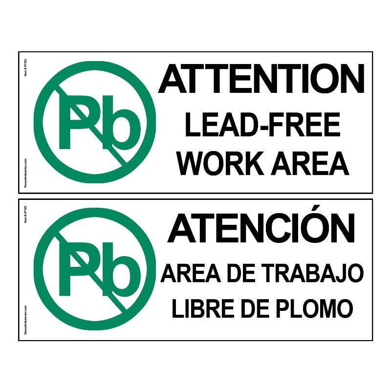 Protektive Pak 47104 Sign, Attention, Lead - Free Zone, 4 in x 10 in MTESolutions